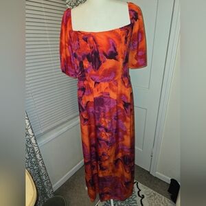 SHEIN Vibrant Orange and Purple Maxi Dress